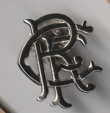 Rangers " RFC " - hard plastic silver coloured lapel badge butterfly fitting