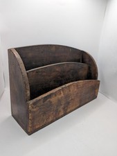 Vintage Dark Wood Mid Century Retro Rustic Letter Rack A114 P895