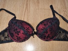 BNWOT Gorgeous Black red LA SENZA Push-up Insert Padded Underwired Bra Size 32D