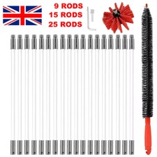 Flexible Chimney Sweep Set Flue Sweeping Brush and Rod Kit Soot Cleaning Rods
