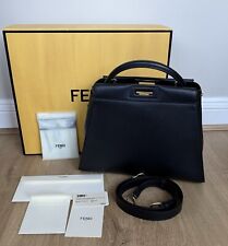 New Fendi Iconic Medium Peekaboo bag in Black Nappa  Calfskin Leather