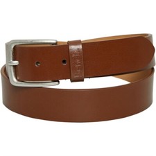 Mens Bench Metal Buckle Coated Bonded Leather Brown Belt Small Waist 29 - 31
