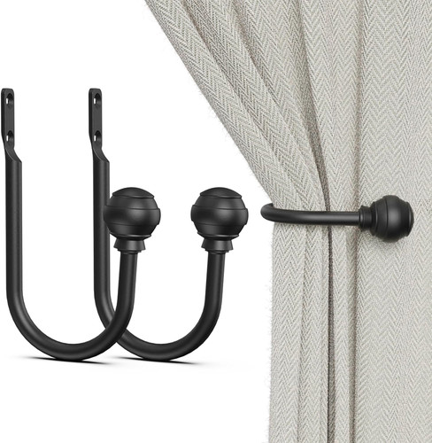 Curtain holdbacks black - black, 2pcs