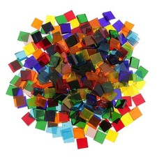 160g Square Shape Assorted Colors Clear Glass Pieces Mosaic Tiles Tessera for