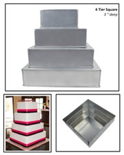 4 TIER CHRISTMAS SQUARE WEDDING CAKE TINS 6"  8" 10" 12"
