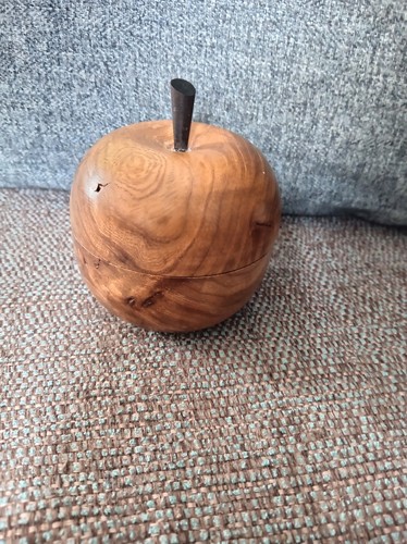 Treen apple shaped trinket pot - trinket,
