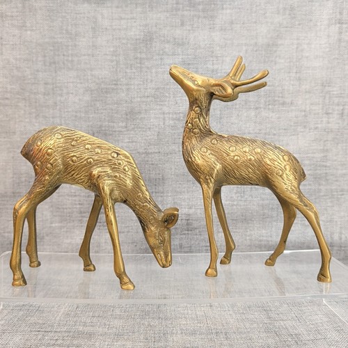 Vintage brass deer stag - brass, x2