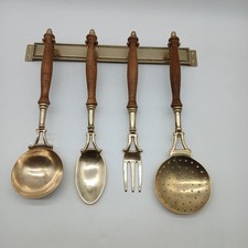 Vintage Set Brass & Wood