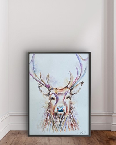 Original stag painting - original, signed