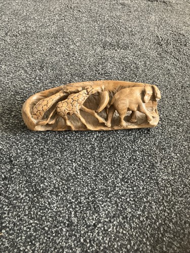 Hand carved elephant giraffe - hand-carved,