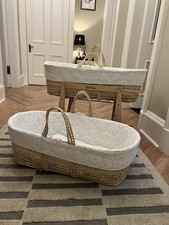 Woven Moses Basket With White