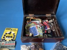 Vintage Chinese lacquered Sewing Box with Contents 