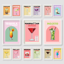Cocktail Retro Food drink wall Art kitchen poster print Home Cafe Picture A3 A4