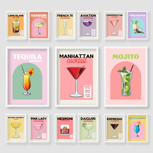 Cocktail retro food drink wall - retro,