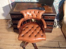 Antique Leather Top Desk  And