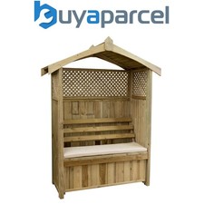 Zest Dorset Arbour Wooden Garden Seat & Storage Box & Stone Seat Pad Cushion