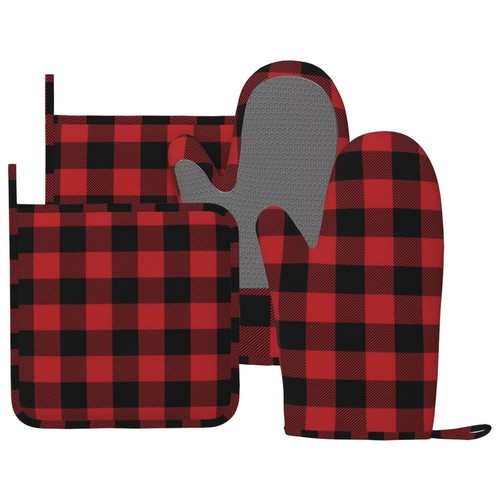 Red black buffalo plaid - red,