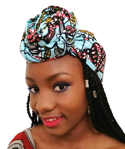 African print head - print, tie,