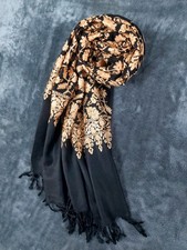 Black/gold Indian Embroidered  Kashmiri Shawl