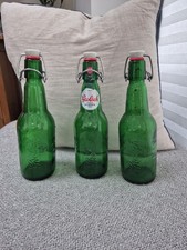 Lot Of 3 Vintage GREEN Embossed GROLSCH Beer Bottles Very Nice  Condition