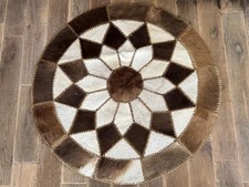 100% Authentic Egyptian Genuine Hair Cowhide Leather Patchwork Rug Carpet