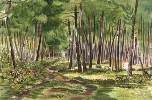 Trees landscape watercolour - trees,