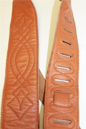 Light tan leather guitar - light, strap