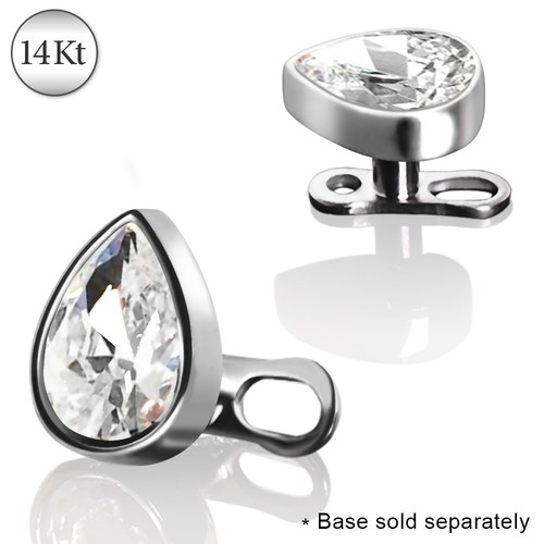 14k solid white gold tear - 14k,