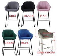 velvet Bar Stool fixed height Grey Black Pink Green Blue Breakfast  1,2,3,4