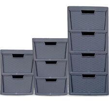 Large Plastic Drawers Rattan Effect Storage Unit Drawer Chest Tower Home Office