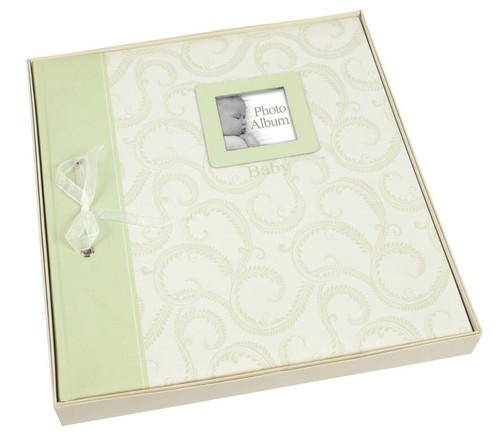 Large baby photo album green - album,