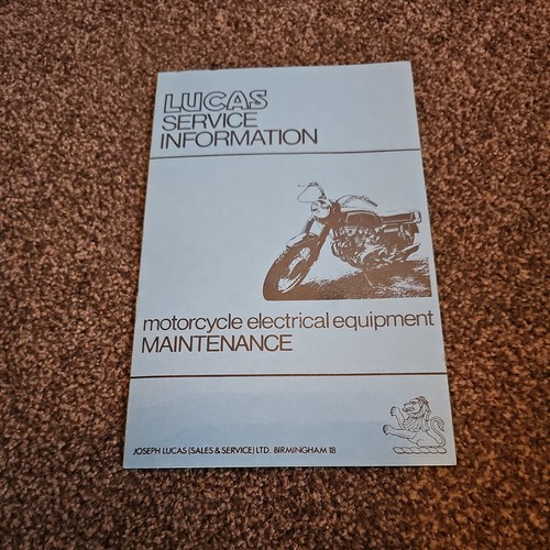 Motor cycle manual - motor, lucas
