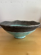 Rob Sollis  Raku studio pottery bowl with label
