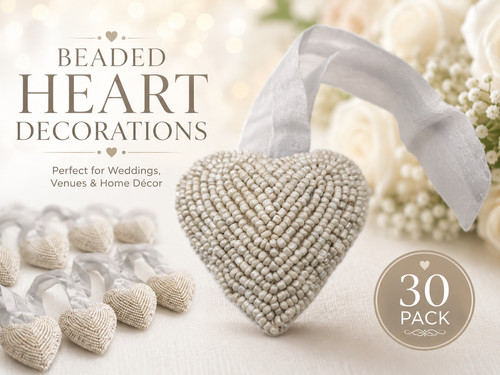 Ivory beaded heart - 30, x