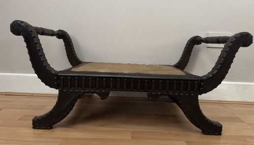 Footstool 19th century studded - 19th,