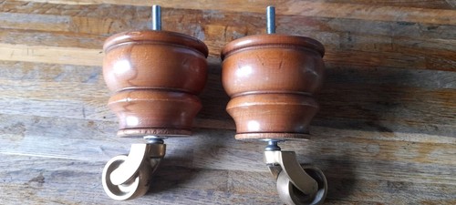 Wood chair legs with brass - ,