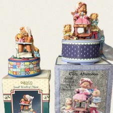 Enesco Music Boxes 2 x Teddy bears Cosy afternoon & world of music vintage 