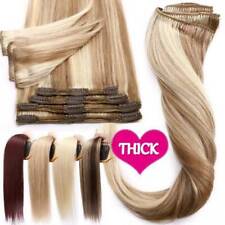 CLEARANCE THICK Clip In Remy Real Human Hair Extensions Full Head Double Wefted