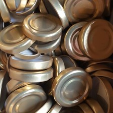 100 BRAND NEW 43mm TWIST OFF GOLD METAL LIDS FOR GLASS JAM JARS 