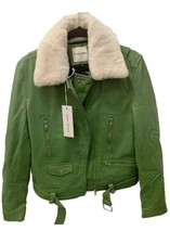 Each X OtherSheep Nappa  leather jacket pistachio with detachable fur collar NWT