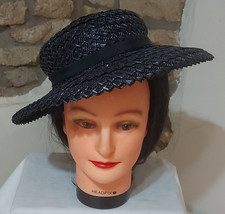 Vintage 60's Navy Straw/Raffia