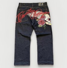 Vintage Y2K Christian AUDIGIER Dark Warm Denim Embroidered Jeans 40x31