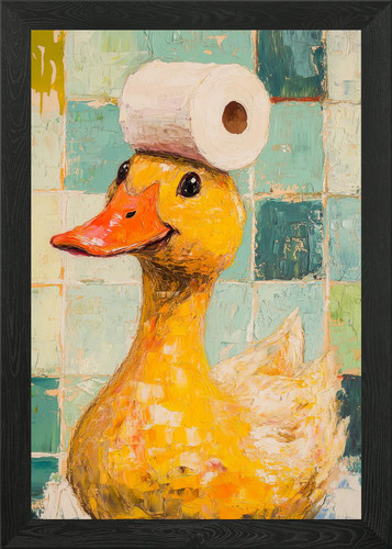 Duck with toilet paper hat - with,