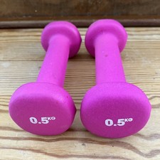 Neoprene Dumbbells 0.5kg x 2 Weights Iron Hand Aerobic Workout Fitness Gym Pink