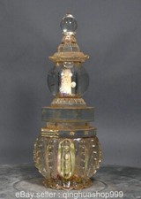 10" Tang Zhenguan Buddhism Marked Yellow Crystal Carving Pot Jar Crock