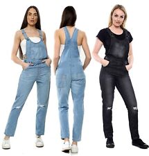 Womens Denim Jeans Dungarees Overalls Baggy Jumpsuit Full Length Trousers Pants