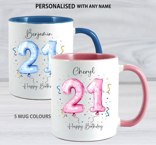 Personalised mug 21st birthday - personalised,