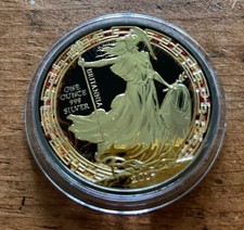  1oz silver .999 BRITANNIA Coloured/Yellow Gold Limited Edition coin 2019  RARE 