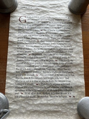 Vtg large 22 desiderata - x,
