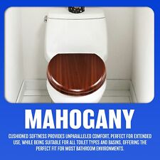 18" TOILET SEAT MAHOGANY UNIVERSAL ADJUSTABLE HOME HEAVY DUTY WC WOODEN NEW